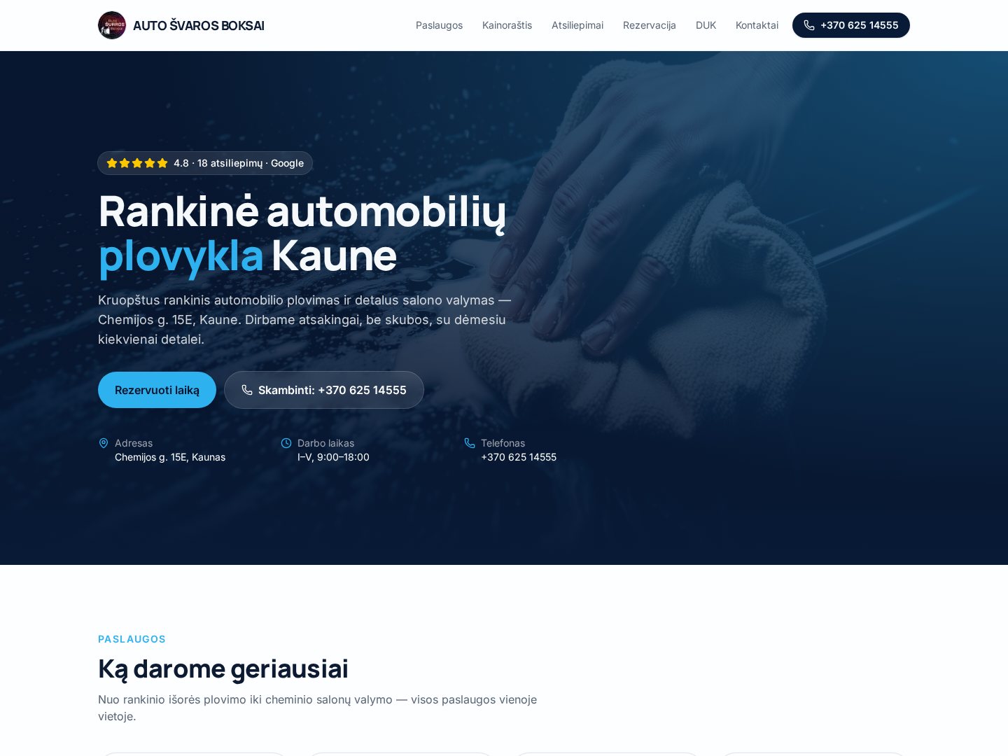 Autosvaros bokšai svetainės pradinis puslapis